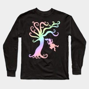 Whimsical Pastel Tree Silhouette Long Sleeve T-Shirt